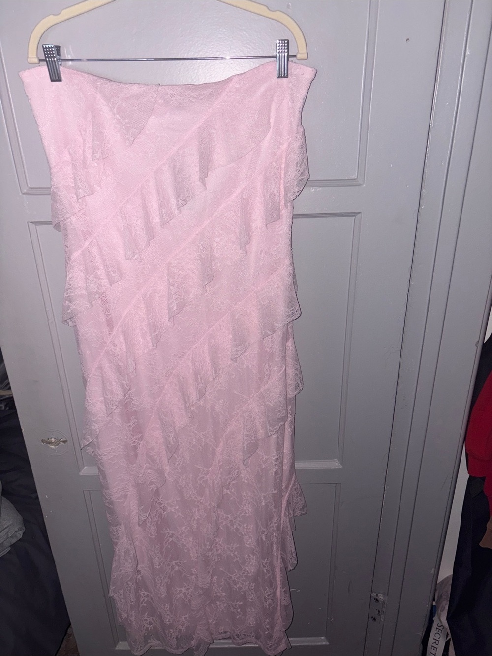 wild fable Light Pink Lace Tiered Maxi Dress